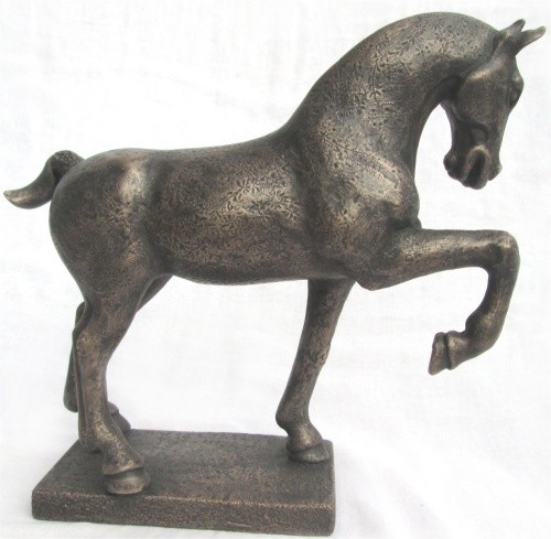 suzie marsh horse raised leg verdigris bronze resin