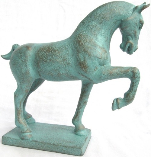 suzie marsh horse raised leg verdigris bronze resin